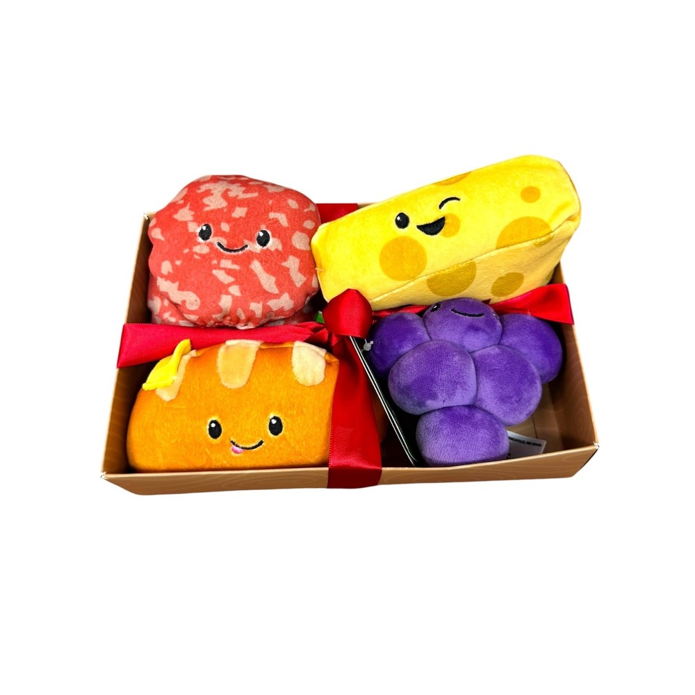 Gigglescape Charcuterie Box Set 4 Piece Plush Food Salami Cheese Grapes Bread